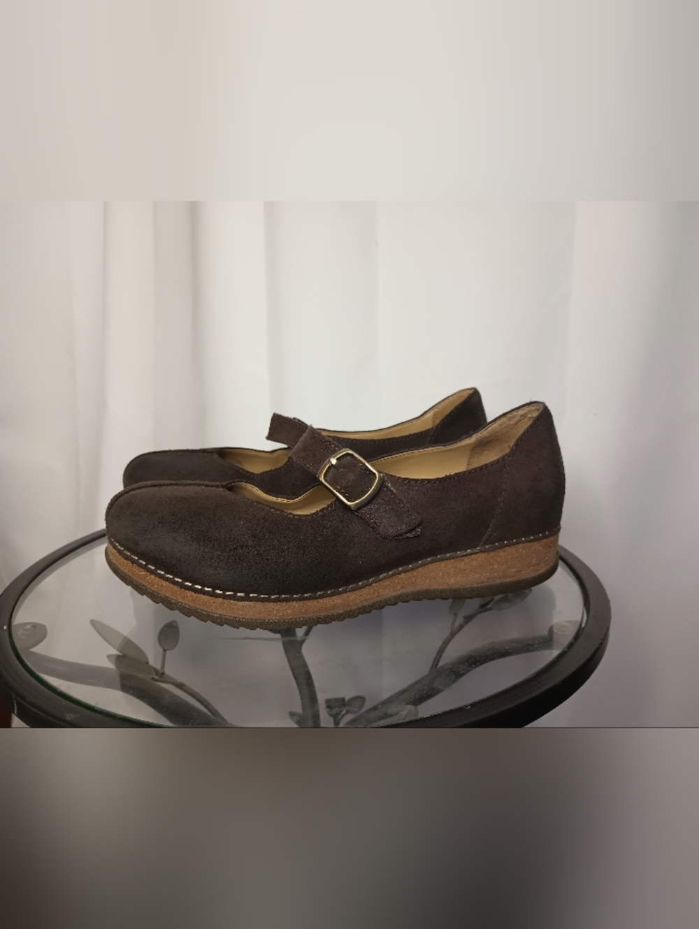 Dansko Mika Mary Janes Womens 38 US 7 Burnished Suede Brown Twee Cottage